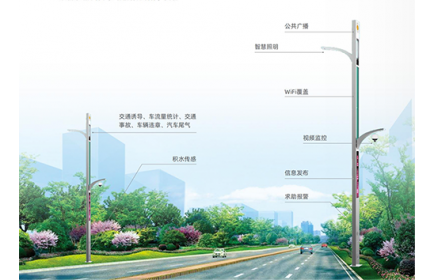 以城市路灯杆、多功能杆为载体，与AI智能、云计算、物联网等技术完美结合，建设强大智慧城市。